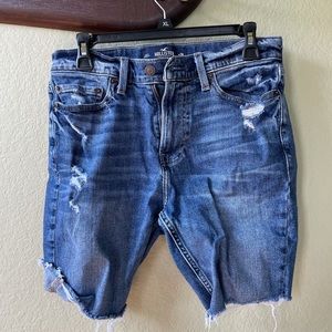 Hollister dark wash ripped Denim Shorts